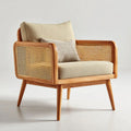 Fotel, Living- room fotel w Dębie i rattan Britwood, beżowy, 75 x 70 x 80 cm
