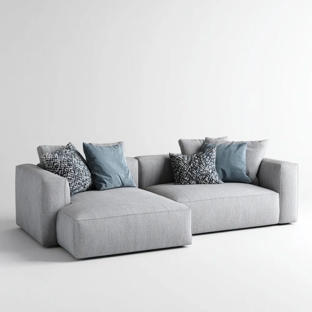 Sofa, 3-osobowa sofa w kolorze jasnoszarym tkanina, 280 x 165 x 85 cm