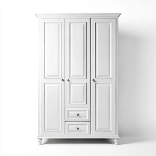 Szafa, Szafka Białego pokoju w MDF z 3 drzwiami i 2 szufladami, 150 x 60 x 210 cm