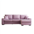 Sofa, Odwracalna sofa 3 fotele w pudding różowa tkanina z szezlongiem, 250 x 160 x 85 cm