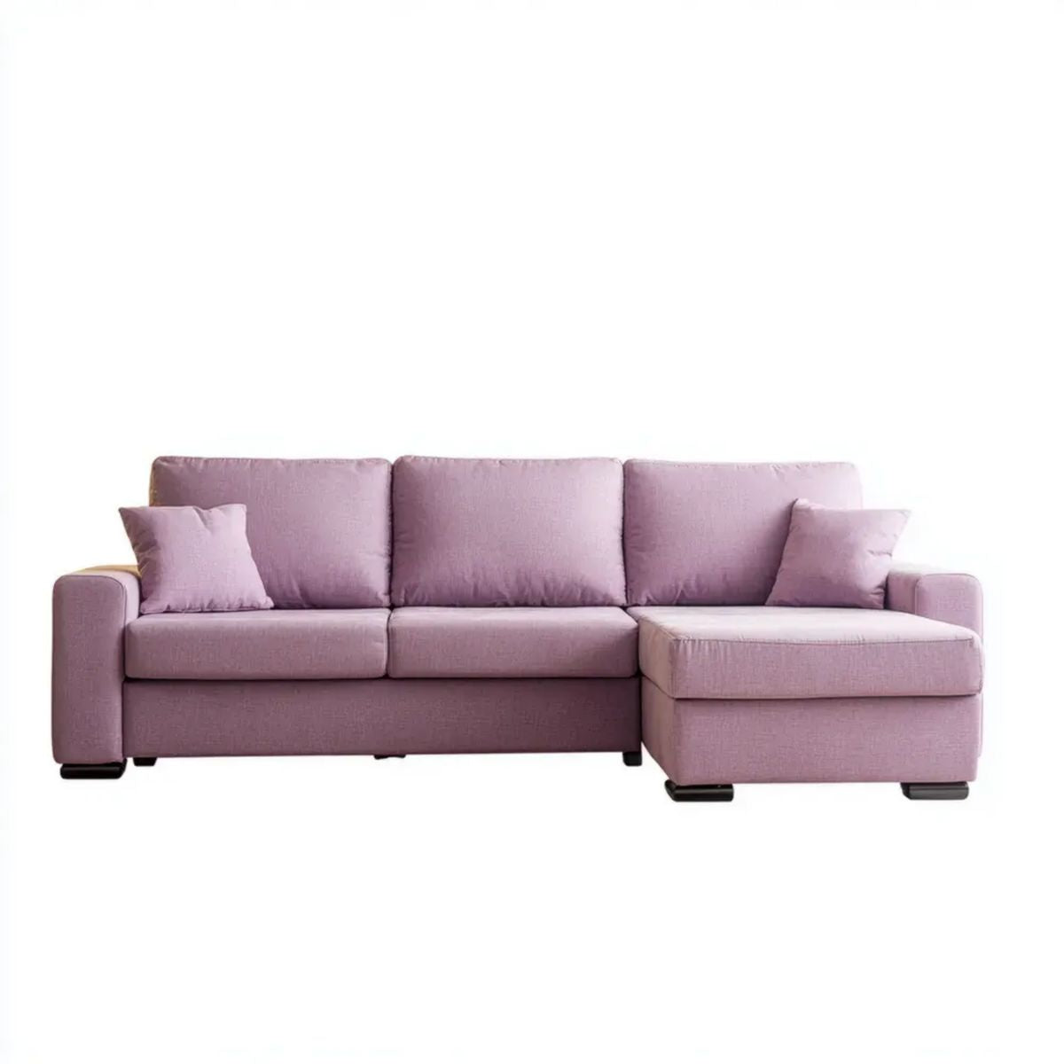 Sofa, Odwracalna sofa 3 fotele w pudding różowa tkanina z szezlongiem, 250 x 160 x 85 cm