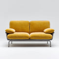 Sofa, 2 fotela w sofie z żółtej musztardy i ciemnoszarej aksamitu z podstawą ze stali, 160 x 85 x 82 cm
