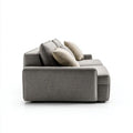 Sofa, Szara sofa z siwą kanapą 2 fotele w poliestrze z beżową poduszką, 200 x 100 x 85 cm