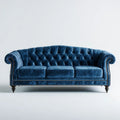 Sofa, Chesterfield 3 Bethleseater Bethlenavy Niebieski poliester Bethlevelvet bethlesofa 225 x 90 x 78 cm