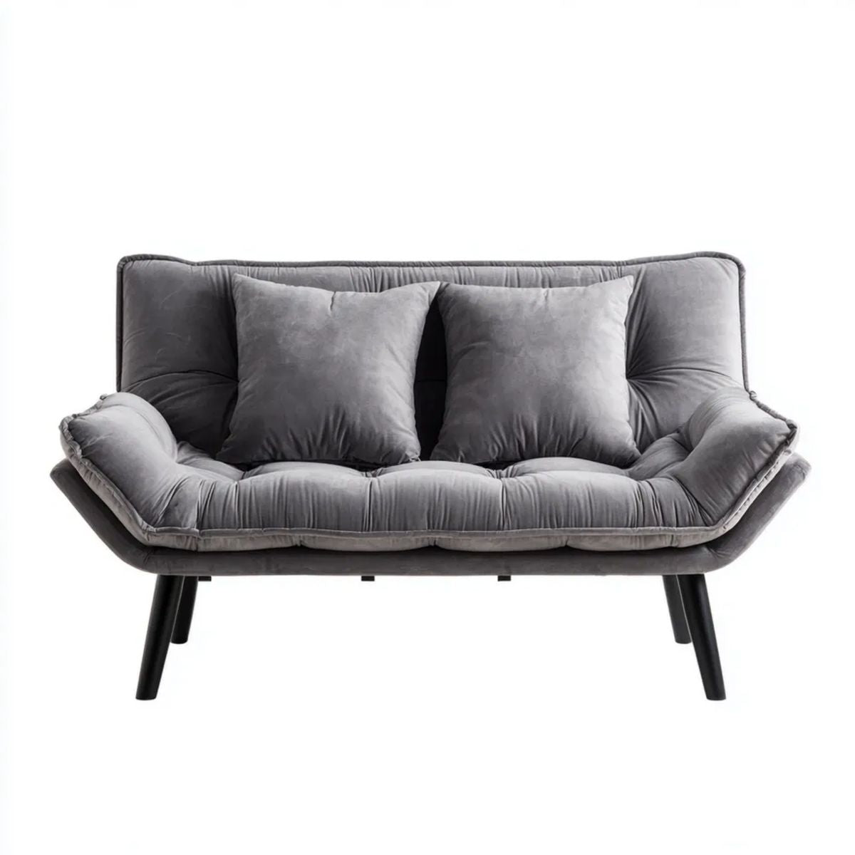 Sofa, Szara 2-osobowa sofa w poliestrze ephelvelt z czarne nóżki, 130 x 78 x 85 cm
