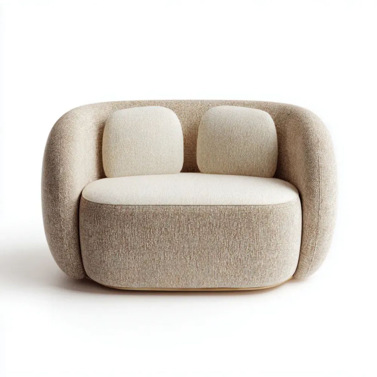 Sofa, Beżowa sofa w kręconym poliestrze, 160 x 90 x 75 cm, zaokrąglony kształt