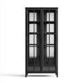 Witryna, Czarna salon szkło z 2 drzwiami ze stali i szkła z 80 x 40 x 180 cm