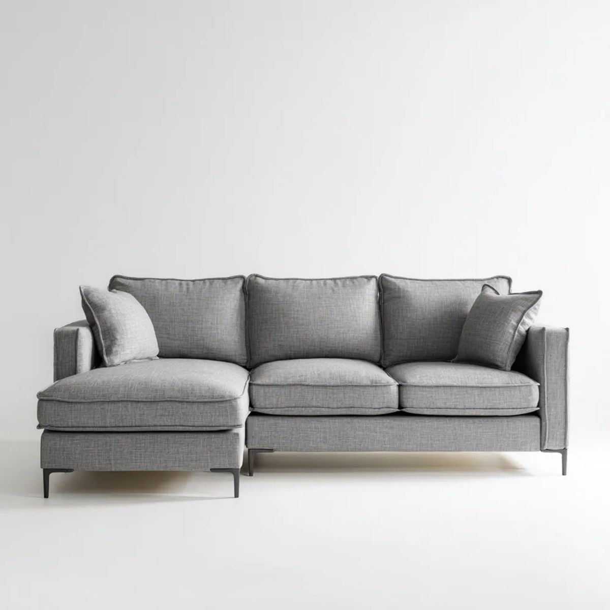 Sofa, 3 fotela poliestrowa szara sofa z lewym narożnikiem 280 x 160 x 85 cm