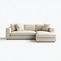 Sofa, Kanapa narożna z rekamierem w prawym beżu 260 x 160 x 85 cm poliestrowy kształt L