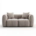 Sofa, 2-osobowa do włosów Beżowy fotel w poliestrowej szenilii żebrowanej, 180 x 95 x 75 cm