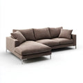 Sofa, 3-osobowa w lewym rogu sofa w taupe tkaniny z szarej metalowej części nóg, 280 x 160 cm