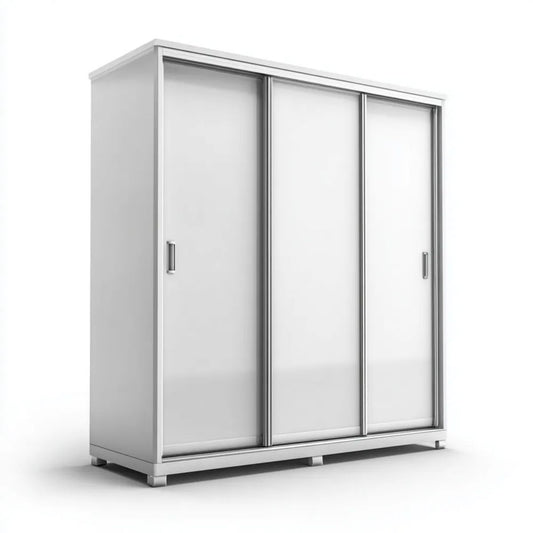 Szafa, Biała szafa z 3 przesuwnymi drzwiami w desce 180 x 60 x 200 cm