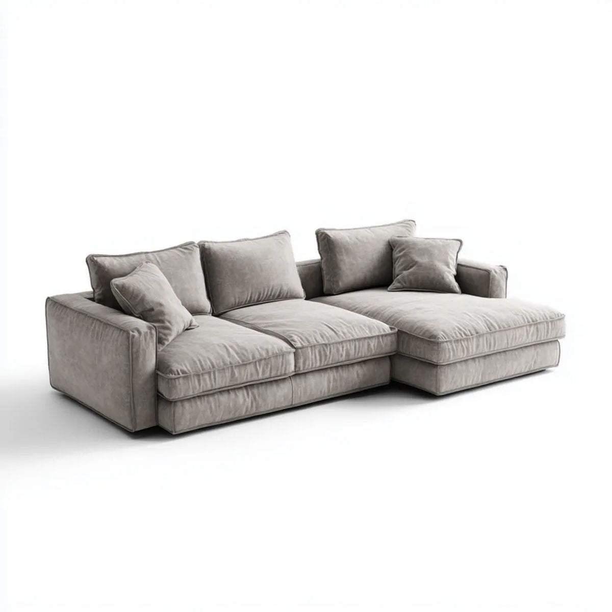 Sofa, 3-osobowa sofa taupe szary poliester betonvelt, betonowy meridian, 280 x 170 x 85 cm