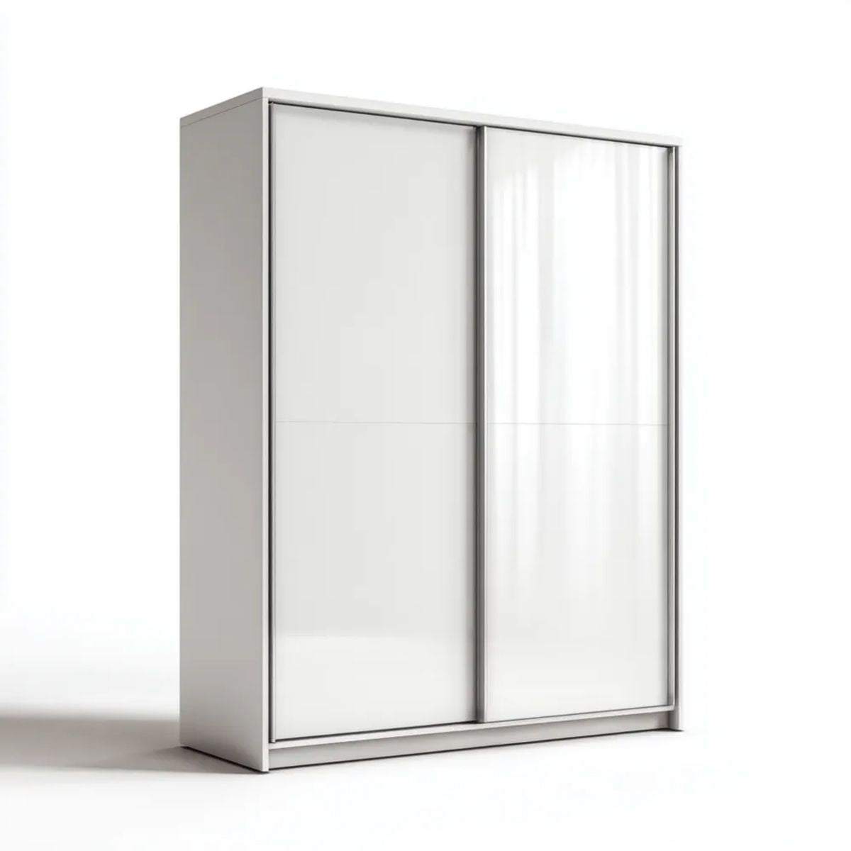 Szafa, Biała szafa z 2 przesuwanymi drzwiami w elementach elementarnych i szklanych panelach, 120 x 60 x 200 cm