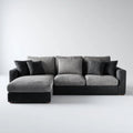 Sofa, 3-osobowa w lewo narożnik sofa w kolorze czarnym i antracyt szary poliester Belivelvet, 270 x 165 x 85 cm