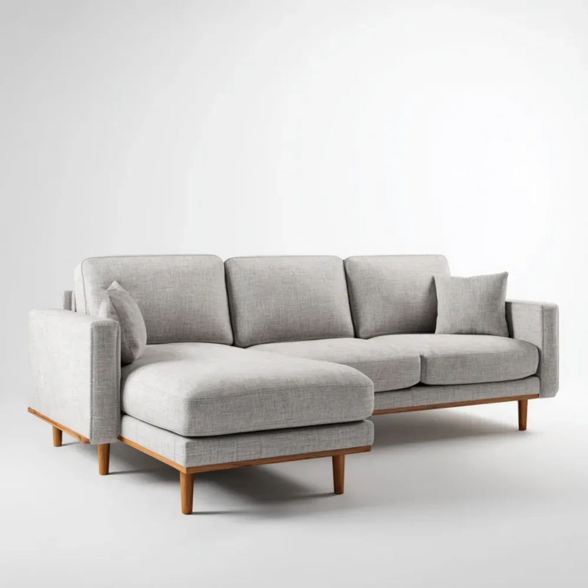 Sofa, 3-osobowa przezroczysty szary poliester sofa z szezlongiem 260 x 160 x 85 cm