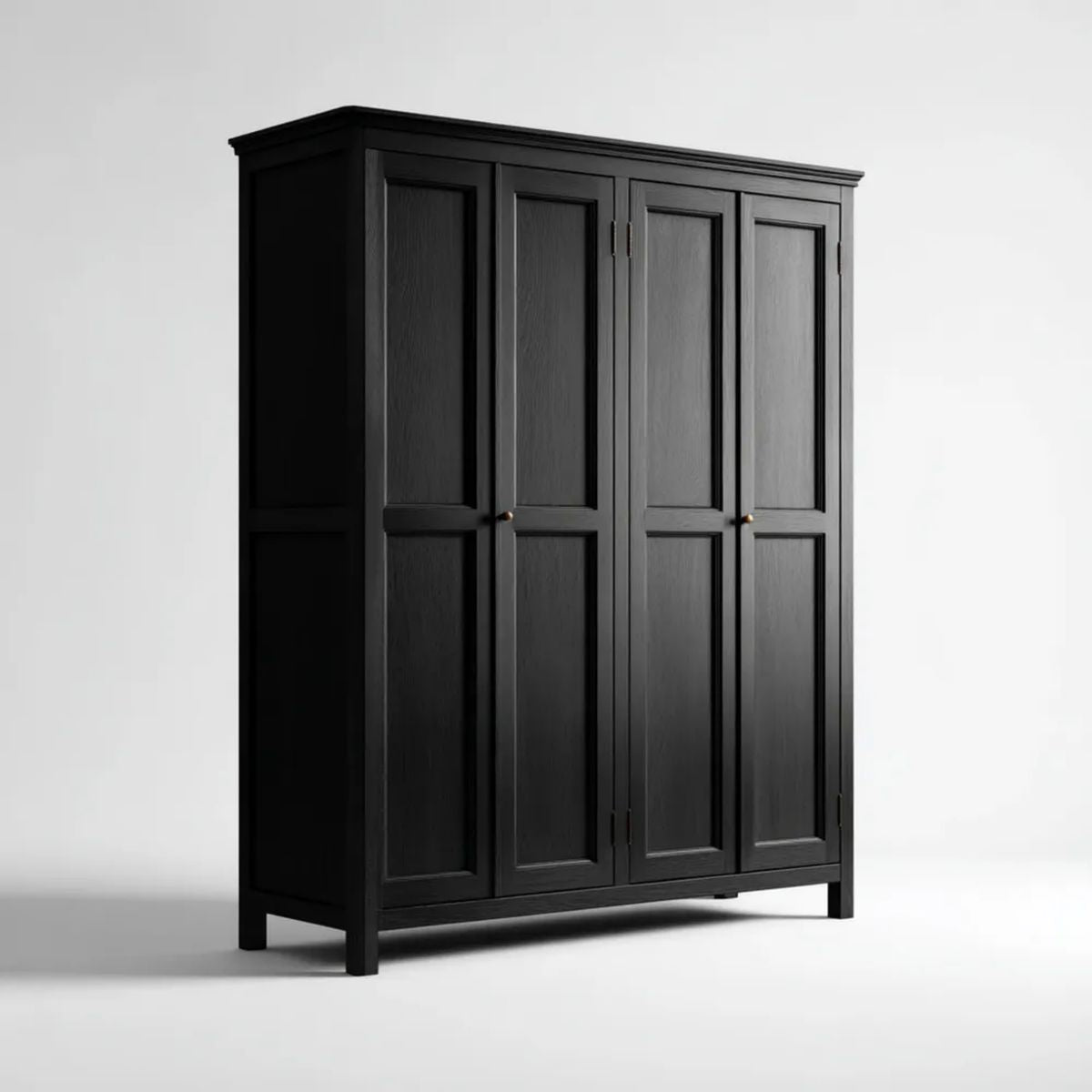 Szafa, 4 czarne drzwi do przechowywania w panelach MDF, 180 x 60 x 200 cm