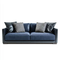 Sofa, 3-osobowa sofa w granatowy niebieski i czarny w poliestrze i syntetyczne PU skóra, 220 x 95 x 85 cm
