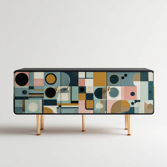 Witryna, 4 wielokolorowy przedni salon boczny 180 x 40 x 85 cm w prostokątnym laminowanym MDF