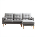 Sofa, 3-osobowa przezroczysty szary poliestrowy sofa z melioranem, drewniany stop, 218 x 145 x 86 cm