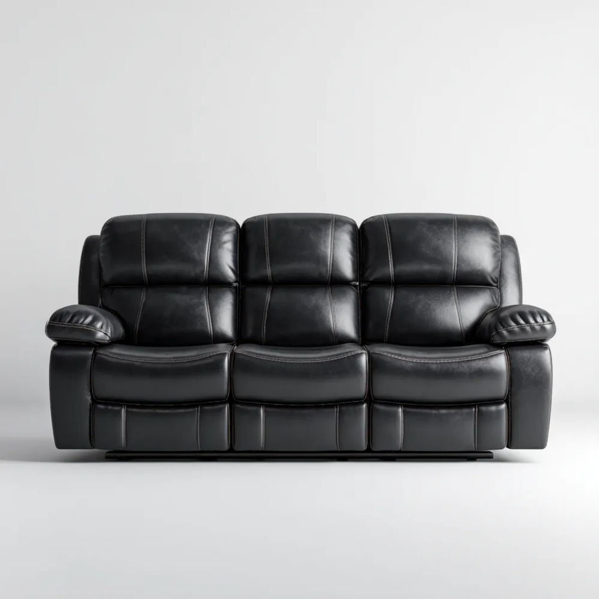 Sofa, Czarna sofa z pokryciem PU, 210 x 95 x 100 cm