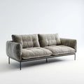 Sofa, Podwójna sofa w szarej taupe poliester ephelvet z czarnym stalowym nogawkami, 180 x 90 x 85 cm