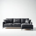 Sofa, 4-osobowa wyprostowany narożnik fotelik szary poliester wytłoczony z tworzywa sztucznego 280 x 165 x 85 cm