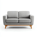 Sofa, 2-fotela szara 150 x 85 x 82 cm poliestrowe drewno lite prostokątne