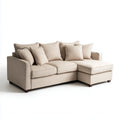 Sofa, Kanapa narożna z beżowym zwrotnikiem 230 x 150 x 85 cm poliestrowy prostokątna