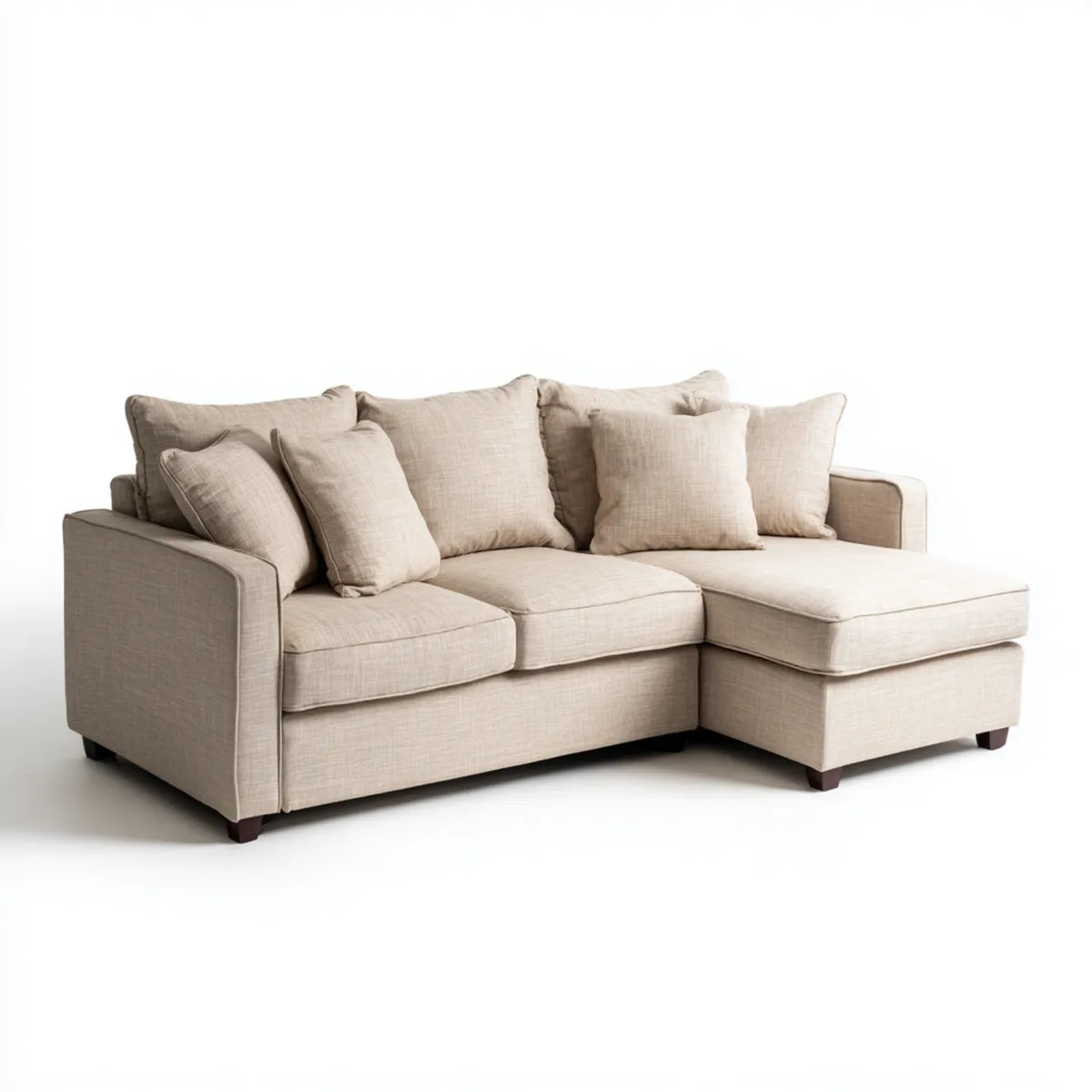 Sofa, Kanapa narożna z beżowym zwrotnikiem 230 x 150 x 85 cm poliestrowy prostokątna