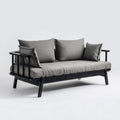 Sofa, 3-osobowa w kolorze czarnym i szarym, z czarnym poliestrowym i litym drewnem, 180 x 80 x 78 cm