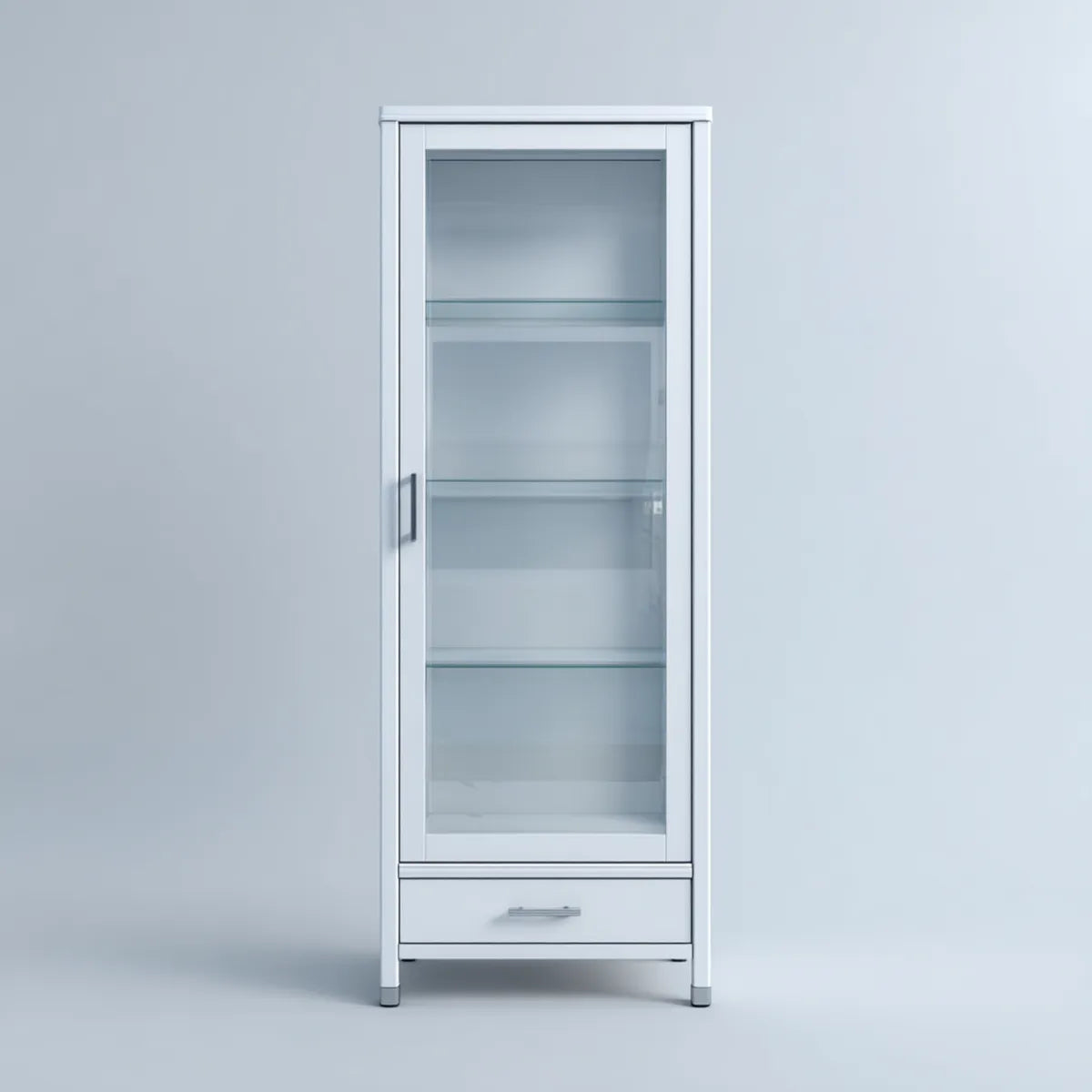 Witryna, Biała salon ze szkła drzwi i szuflady 60 x 40 x 180 cm w MDF i prostokątne szkło hartowane