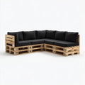 Sofa ogrodowa, 4 fotele narożnik ogród sofa czarny w litym drewna 240 x 160 x 75 cm