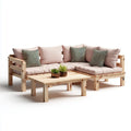 Sofa ogrodowa, 3 części narożnik meble ogrodowe w stałej sosny z poduszkami 220 x 160 cm