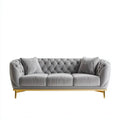 Sofa, 3-osobowa sofa w szarej samogłoski z metalową stopą, 220 x 90 x 78 cm