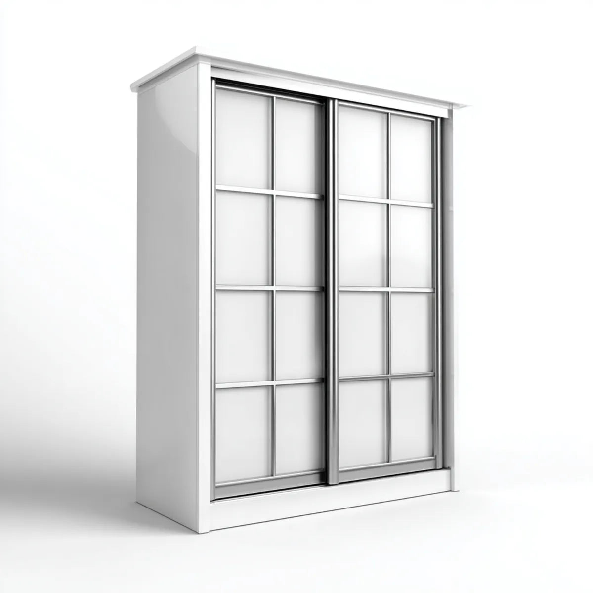 Szafa, Pływające drzwi Szafa Biała Srebrna 150 x 60 x 200 cm Aluminium prostokątne