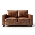 Sofa, Brązowa sofa ze skóry syntetycznej, 150 x 85 x 88 cm