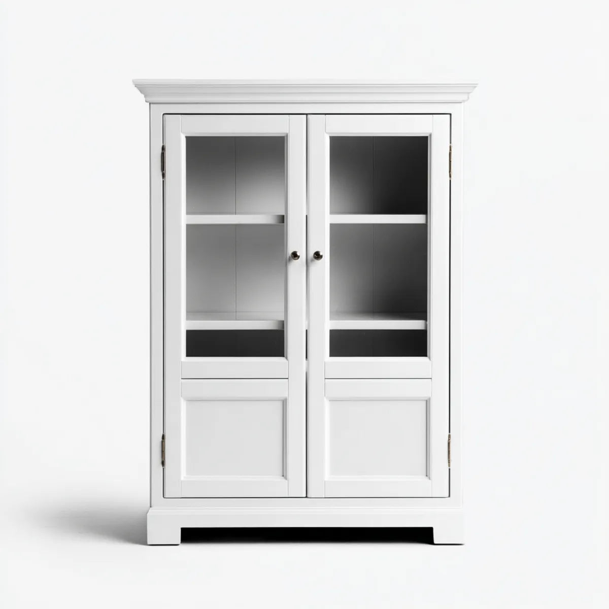 Witryna, Biała salon z 2 drzwiami MDF i prostokątnym hartowanym szkłem 90 x 40 x 180 cm