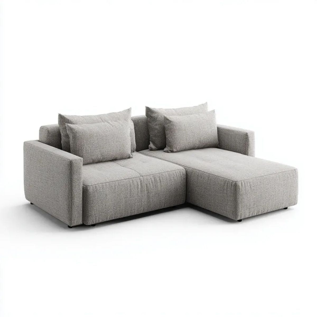 Sofa, 3-osobowa sofa z syrop z syrop z korpusów w kolorze szarym tkaniny, 220 x 150 x 85 cm
