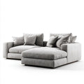 Sofa, 3-osobowa sofa solarium szary poliester z melioranem, 280 x 170 x 85 cm