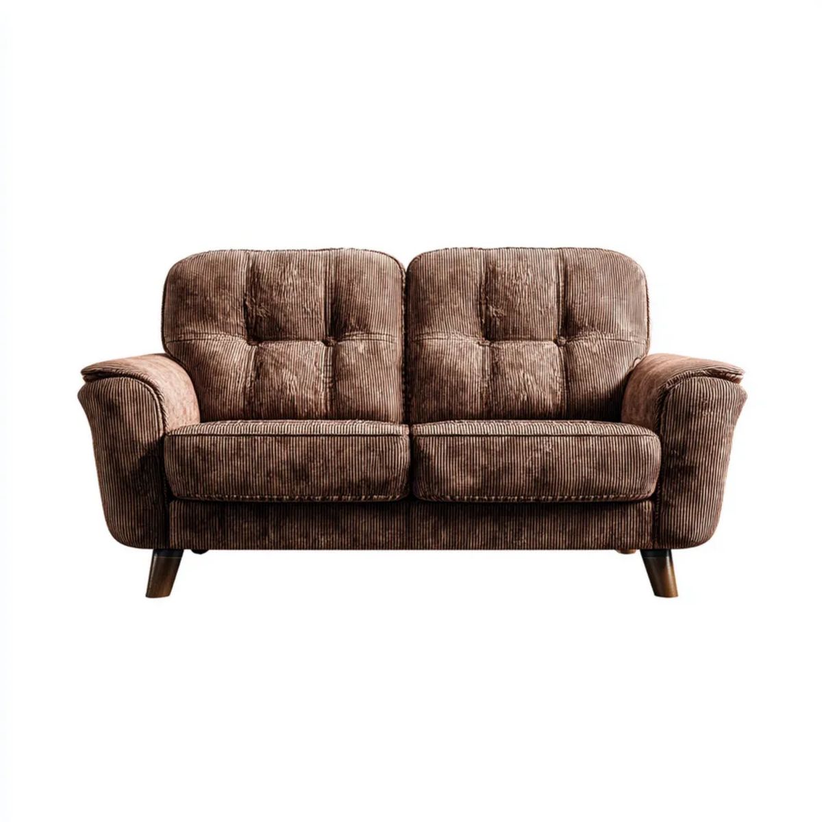 Sofa, Brązowy 2-osobowa sofa w poliestrze żebrowana Berevelvet, 150 x 85 x 90 cm